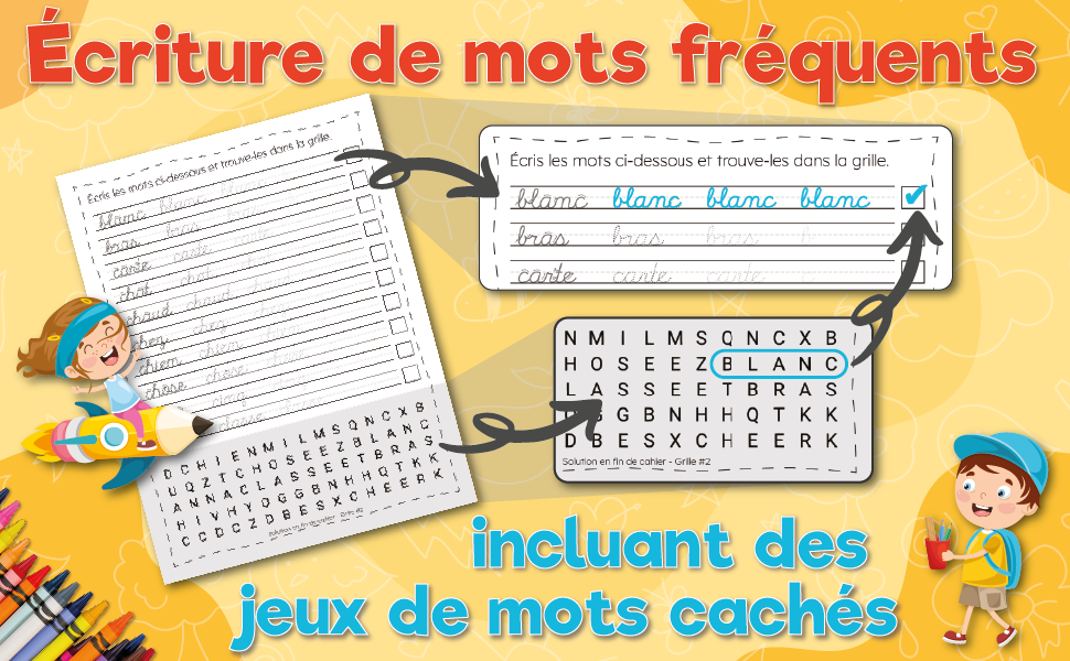 Apprendre à écrire des mots fréquents en lettres attachées de façon amusante